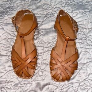 Zaba Tan Leather Sandals with Ankle Straps
